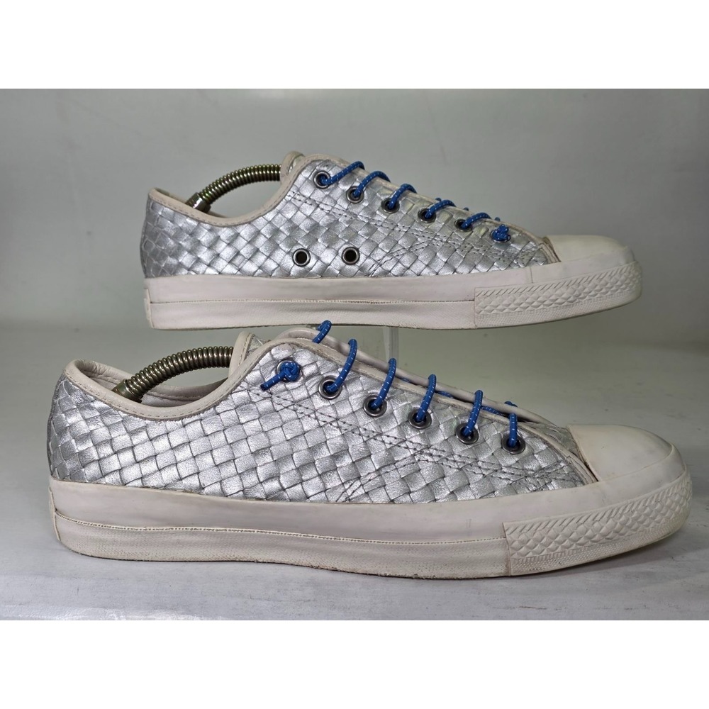 Converse All Star Women's Sneakers Size 9 Silver Woven Leather Shoes Rare '10